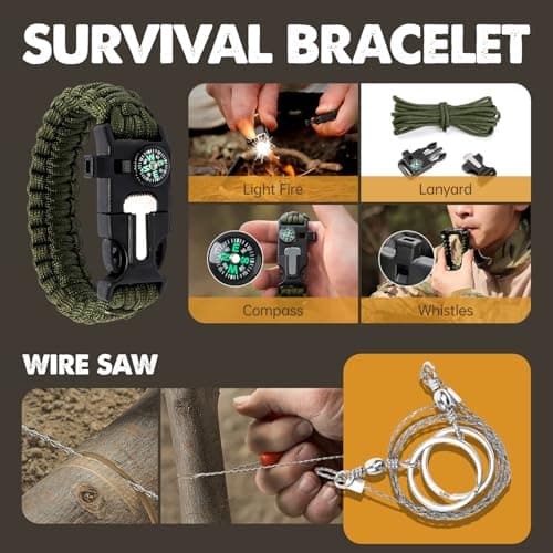 Gifts for Men Him Dad, Survival Kit and Equipment 25 Pcs, Valentines Gifts for him, Christmas Stocking Stuffers,Camping Essentials, Survival Gear, Cool Gadgets for Men