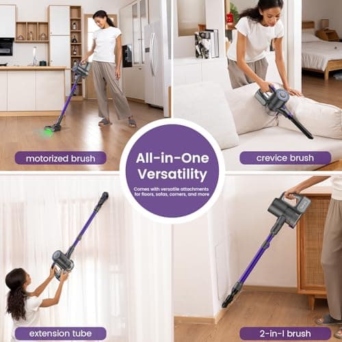 Cordless Vacuum Cleaner, 40KPA/500W/35Mins, Green LED Light, Lightweight Stick Vacuum Self-Standing, Vacuum Cleaners for Home Handheld Vacuum for Pet Hair, Carpet, and Hard Floors, U8