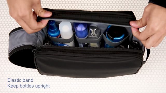 BAGSMART Toiletry Bag for Men, Travel Toiletry Organizer Dopp Kit Water-resistant Shaving Bag for Toiletries Accessories, Door Room Essentials, Black-medium