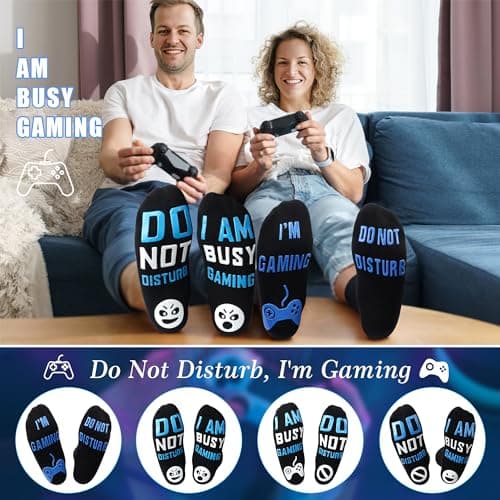 Nucinzua Birthday Gifts For Men,Do Not Disturb Im Gaming Socks for Men,Gamer,Teen Boys Gifts,Christmas Stocking Stuffers