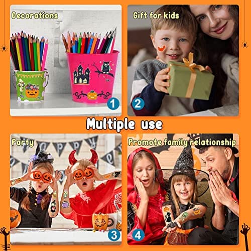 Partywind 250 Styles Glow Halloween Party Supplies, Luminous Halloween Temporary Tattoos for Kids Birthday Party Decorations Favors, Halloween Goodie Bag Fillers (24 Sheets)