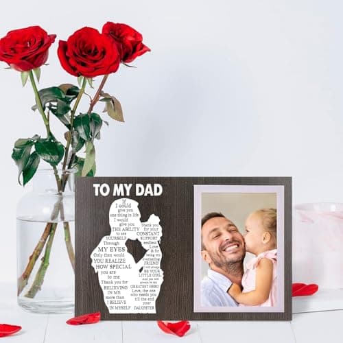 Cool Dad Gifts Ideas from Daughter, To Thank You Dad Birthday Gift Wooden Picture Frame for Dad's Christmas Thanksgiving Retirement Fathers Day Tabletop Wall Decor, Meaningful Appreciation Present