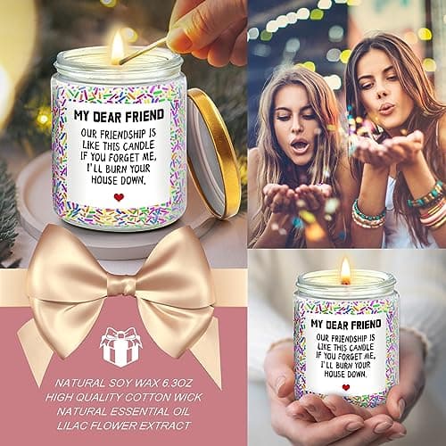 Birthday Gifts for Women Best Friends,Friendship Gifts for Women Her BFF Female Friends Bestie Sister Gift Basket from Sister Lavender Scented Candles 12oz Tumbler