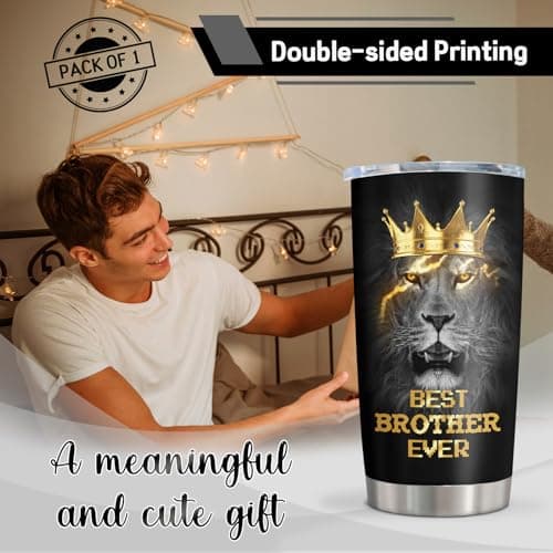Best Gifts for Brother, Fathers Day/Christmas/Birthday Gift for Brothers Adult Tumblers 20oz, Big Brother Gifts from Sister Coffee Mug, Funny Gift for Older/Little Brothers Cup