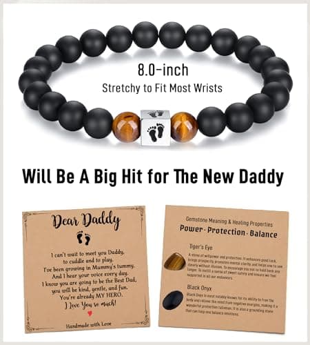 TONY & SANDY Christmas Stocking Stuffers for New Dad, First Time Dad Gifts, Daddy to be Bracelet, New Daddy Gifts for Men on Father's Birthday Valentines
