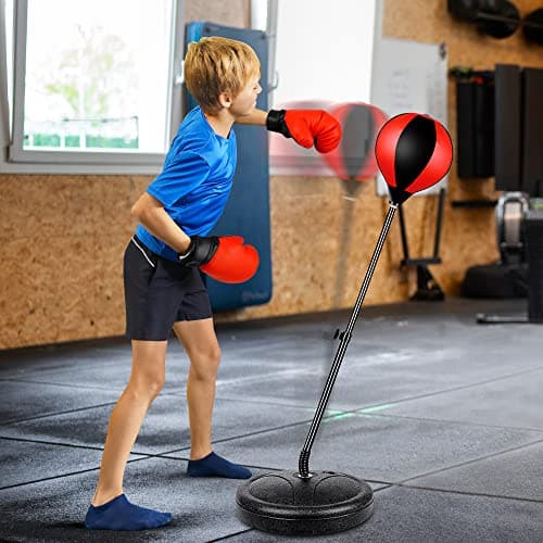 Punching Bag for Ages 3 4 5 6 7 8+ Years Old Kids, Boxing Bag Set Toy with Boxing Gloves, Height Adjustable Punching Bag, Sport Toy for Boys & Girls, Ideal Christmas Birthday Gift for Kids