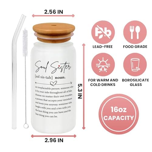 Friendship Gifts for Women Friends, Gifts for Friends Female, Gifts for Best Friend - Gifts for Sister - Sister Birthday Gifts - Galentines Day, Valentines Gifts for Friends - 16 Oz Can Glass