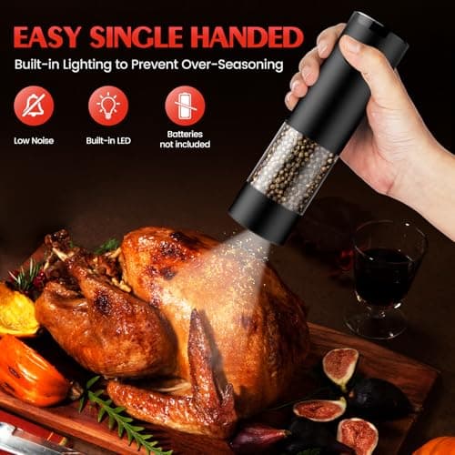 Electric Salt and Pepper Grinder Set Automatic Battery Pepper Mill Shakers Adjustable Coarseness Upgraded Larger Capacity with Led Home and Kitchen Appliances Christmas Gifts for Women