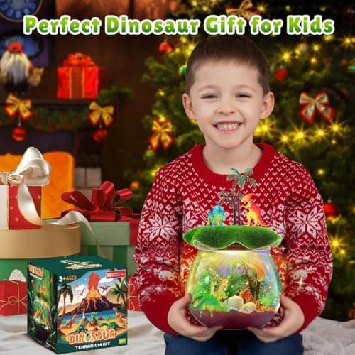 RONSTONE Dinosaur Toys for Boys - Dinosaur Terrarium Kit for Kids - Christmas Birthday Gifts for Boys Ages 4 5 6 7 8 Year Old - Light Up DIY Dinosaur Arts and Crafts for Boy and Kids