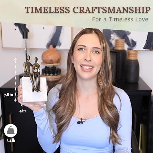 50th Wedding Anniversary Couple Gifts - Iron and Marble Sculpture - Gifts for 50th Wedding Anniversary for Parents or Friends - Includes Present Box, Engraved Plaque and Poem Card