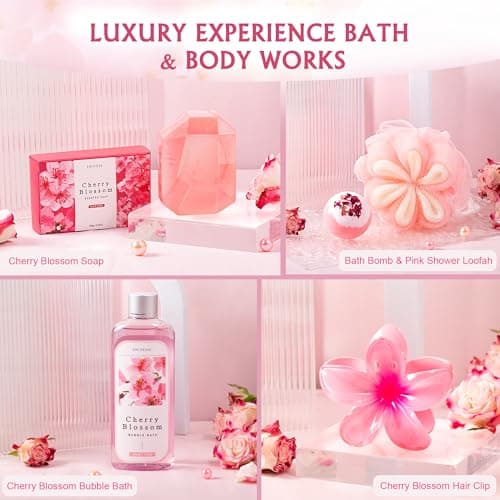 Gifts for Women Birthday Gifts, Spa Gifts Set- 10 Pcs Christmas Valentine's Mother's Day Gifts and Cherry Blossoms Self Care Package Gifts Women, Relaxing Gifts Basket