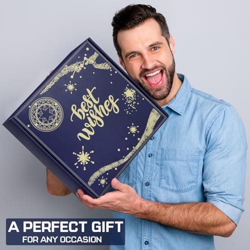 Gift Baskets for Men - Best Birthday Gifts Box, Anniversary Gift Set, Boyfriend Gift Kit, Get Well Soon Basket, Self Care Package, Unique Ideas Present for Man Him Dad Brother Husband Boy Friend