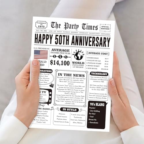 Happy 50th Anniversary Card Gifts for Women Men, Jumbo 50th Wedding Anniversary Cards Gift for Husband Wife, Retro 50 Year Old Anniversary Decoration for Couple