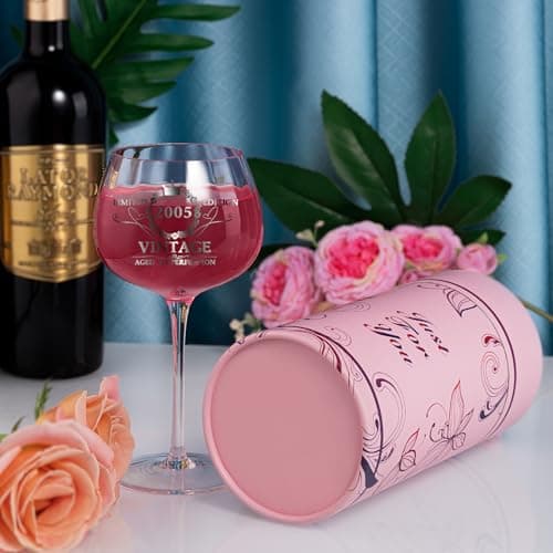 21ST Birthday Gifts for Her, Vintage 2004 Engraved 21st Wine Glass, 21 Year Old Birthday Decorations For Women, Funny 21 Bday Gifts Idea For Women, Friends, Daughter, Sister - Turning 21 Present