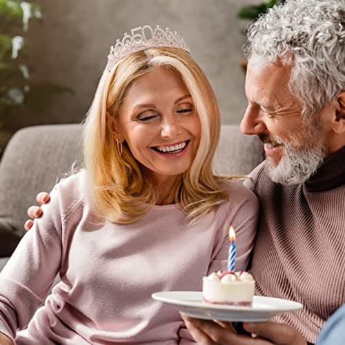 CIEHER 50th Birthday Crown + 50 & Fabulous Sash+Pearl Pin Set, Tiara, 50th Gifts, Decorationsfor Women Friends, Happy Party Favor Supplies