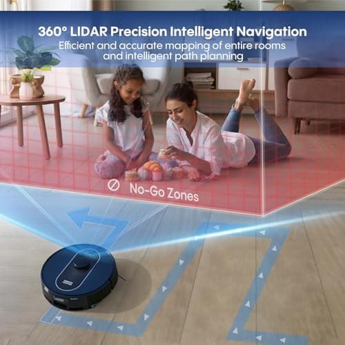 Robot Vacuum and Mop with Self-Empty Base: 5000Pa Suction, LiDAR Navigation, Smart Obstacle Avoidance, Home Mapping, No-Go Zone, 60-Day Hands-Free, Idear for Homes with Pets, Carpet & Hard Floors