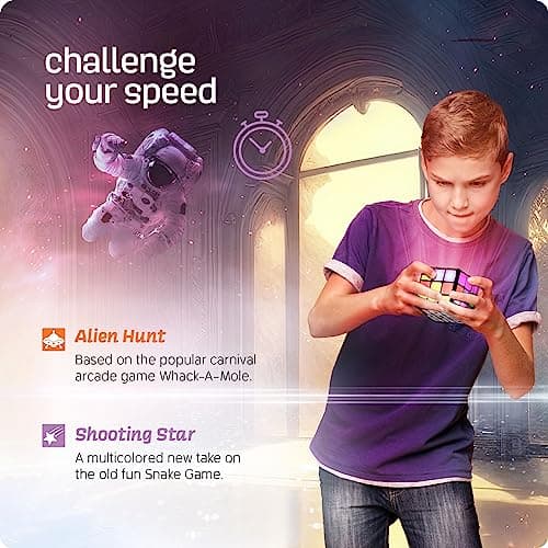 Rechargeable Game Activity Cube - Toys for Boys and Girls - 9 Fun Brain & Memory Games - Birthday Gifts for Age 6, 7, 8, 9, 10, 11, 12 Year Old Kids Teens - Best Boy Toy Gift Ideas