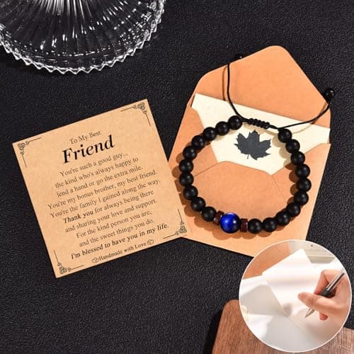 Bracelets Gifs for Friend Brother Husband Dad Brother in Law Son in Law Uncle Son Grandson Nephew, Birthday Christmas Valentines Fathers Stocking Stuffers Gifts for Men Boys Him with Sentimental Card