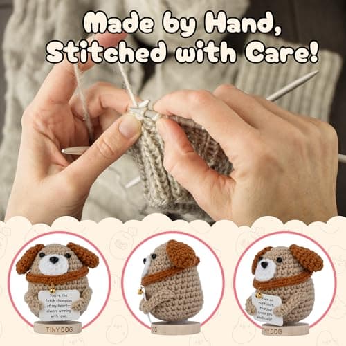 Dog Mom Gifts for Women - Positive Crochet Animal with 30 Cute Signs for Dog Moms, Unique Birthday Gift for Pet Lovers, Funny Present for Birthday, Christmas, Mothers Day - Funny Furr Mama Gifts