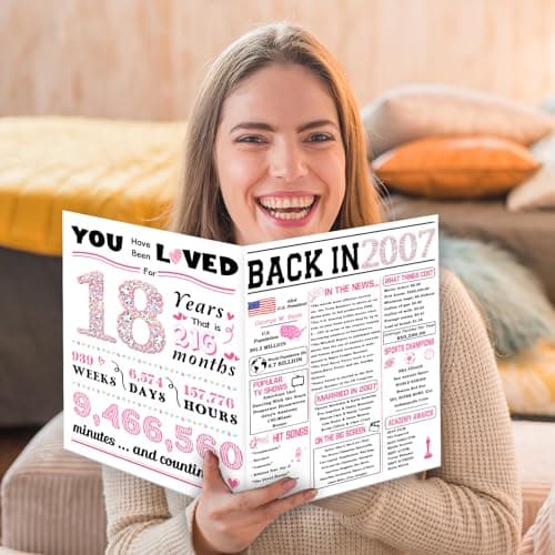 18th Birthday Card,Happy 18th Birthday Gifts for Girls,Funny 18th Birthday Gift for Daughter Niece,Best 18 Year Old Bday Decorations for Girl