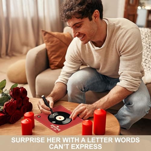 Retro Anniversary Card for Him or Her, Romantic Gift for Husband Wife, Boyfriend or Girlfriend, Love Notes for Couple, Vinyl Record Birthday Card, Valentines Day Gifts For Men and Women