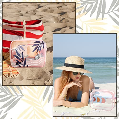 Cunno 6 Pcs Makeup Bags Gifts for Women Preppy Boho Smile Face Flamingo Clear Makeup Bags Cosmetic Transparent PVC Travel Toiletry Organizer(Boho Style)