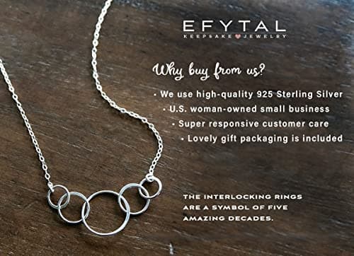 EFYTAL 50th Birthday Gifts for Her, Classy Sterling Silver 5 Circle Necklace, 1975 Birthday Gifts for Women, 50 and Fabulous