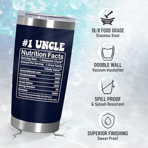 Christmas Best Uncle Gifts for Men - Cool Uncles Club 20 oz Stainless Steel Cup Insulated Travel Tumbler with Lid - Uncle Birthday Gifts for Brother, Presents for Men