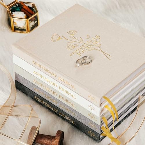 Lanpn Wedding Anniversary Journal Notebook - Linen First Year to 70th Anniversary Scrapbook Memory Book for Couples - Newlywed Marriage Journal Wedding Anniversary Book Gifts (Green, 190 Pages)