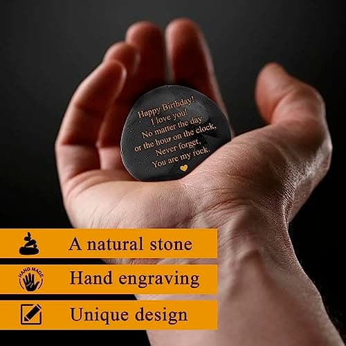 Decorative Stones Birthday Present for Husband, Boyfriend - Engraved Husband Birthdays Present from Wife - Decorative Accessories Happy Birthday Presents for Men - Cool Mens Birthday Present