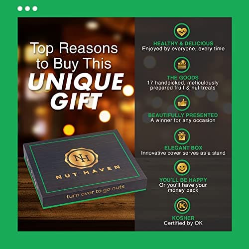 Holiday Christmas Dried Fruit & Nuts Gift Basket - Extra Large Selection of 18 Food Tray - Assorted Food Gift Box for Christmas, Holiday, Family, Sympathy, Men & Women.