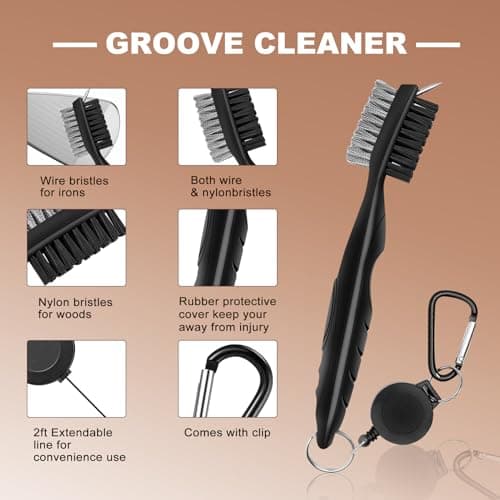 Golf Accessories for Men and Women, Golf Gifts for Him with Leather Case, Golf Brush, Golf Balls, Golf Tees, Golf Ball Clamp, Golf Divot, Golf Ball Line Marker Tool,Golf Ball Marking Stencils