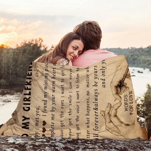Gifts for Girlfriend to My Girlfriend Blanket Romantic Gifts for Her I Love You Throw Blankets Birthday Anniversary Blankets for Bed Sofa 50"x60"