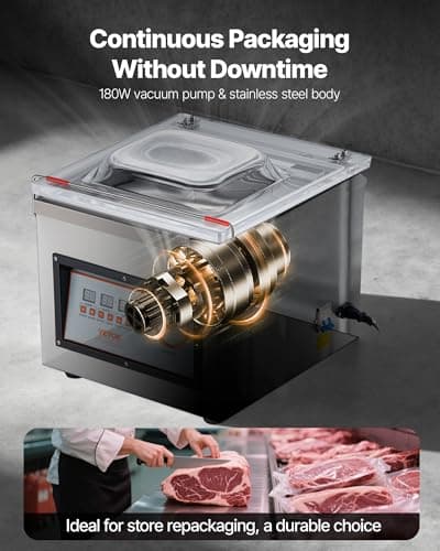 VEVOR Chamber Vacuum Sealer, 320W Sealing Power, Vacuum Packing Machine for Wet Foods, Meats, Marinades and More, Compact Size with 12.6 in Sealing Length, Applied in Home Kitchen and Commercial Use