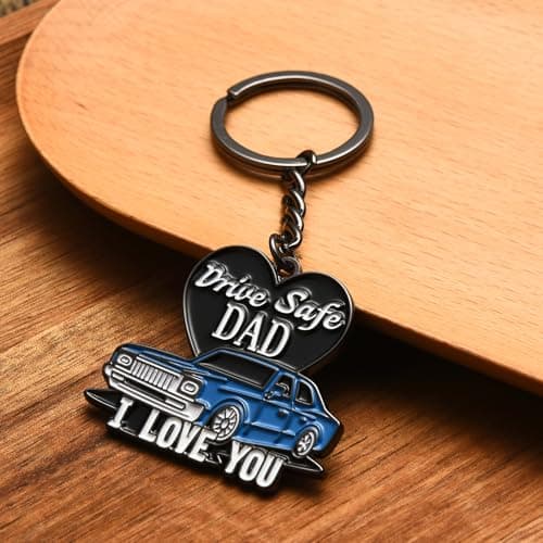 Venhoo Drive Safe Keychain for Dad-I Love you Dad Gifts from Daughter Son Wife, Key Chain Gifts Idea for Daddy Father’s Day, Christmas, Birthday with Gift Box and Note Card