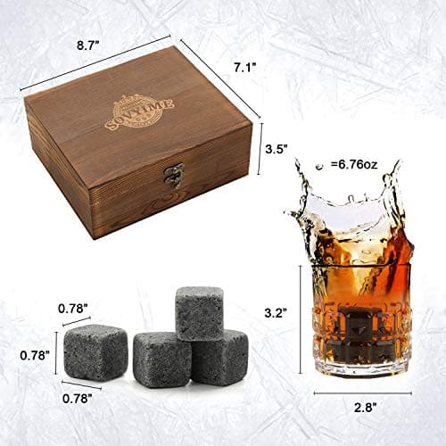Whiskey Gifts for Men, Whiskey Glasses Set of 2, Granite Chilling Whiskey Stones, Bourbon Gifts for Men, Unique Giftss for Mens Birthday Christmas Father's Day Valentine Retirement Groomsmen