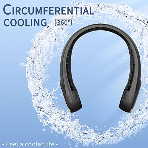 FrSara Neck Fan, Portable Personal Fan Strong Wind, 5200mAh, Air Volume,360° Cooling, No Hair Twisting, Air Volume On 2 Sides, Non-Slip, Quick Charge, Long Use Time, Birthday Gift for Women, Dad, Men