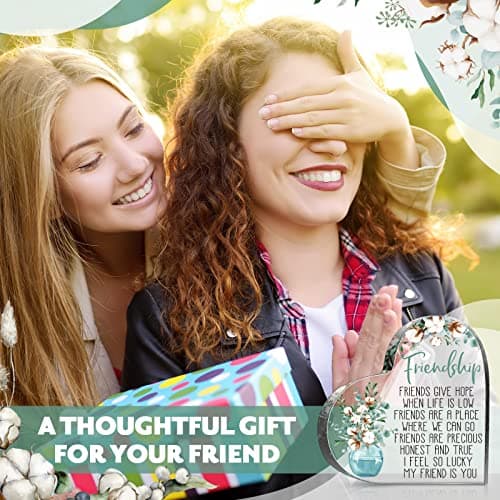 Spiareal Gift for Friend Friendship Women Friend Friendship Birthday Cheer up Gift Acrylic Heart Butterfly Keepsake Paperweight for Home Office Table Shelf(Classic)