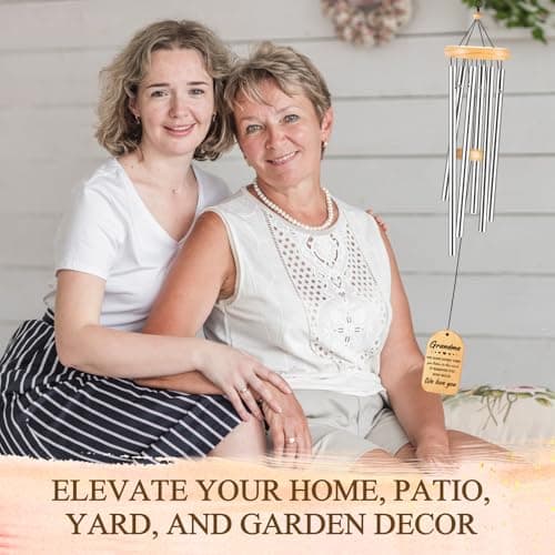 Gifts for Grandma, Grandma Birthday Gifts, Grandma Wind Chimes, Best Christmas Mothers Day Thanksgiving Present for Grandmother, Nana, Granny, 25.5 inches, Silver