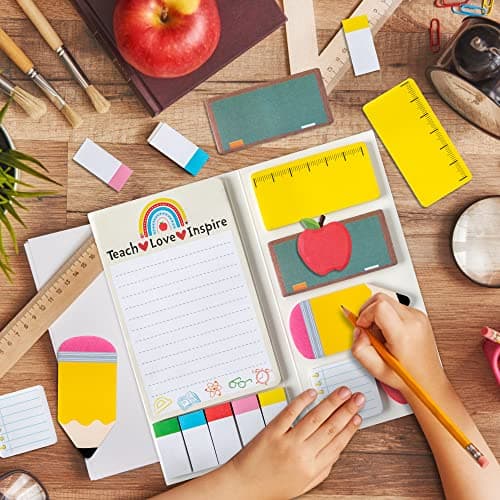 Xqumoi Teaching is A Work of Heart Sticky Notes Set Blackboard Self-Stick Note Pads Teacher Appreciation Gift Writing Memo Pads School Office Supplies