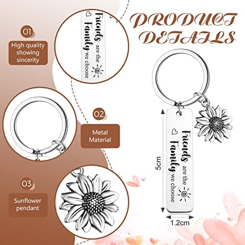 Cunno 6 Pcs Friendship Keychains for Women Best Friend Stainless Steel Keychains Christmas Friendship Appreciation Gifts