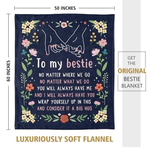 Friendship Gifts for Women, Best Friend Birthday Graduation Gifts for Women, Best Friend Blanket Gift, to My Bestie Throw Blanket for Christmas Mothers Day 60" x 50"