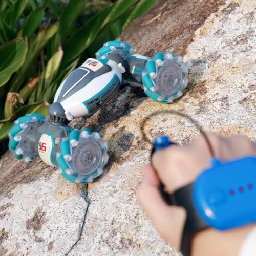 PREPOP Gesture Sensing RC Stunt Car, Birthday for Age 6 7 8-12 13+ Year Old Boys - Cool Toys for Kids, Hand Controlled Remote Control Twist Vehicle with Lights & Music, 4WD Rotating