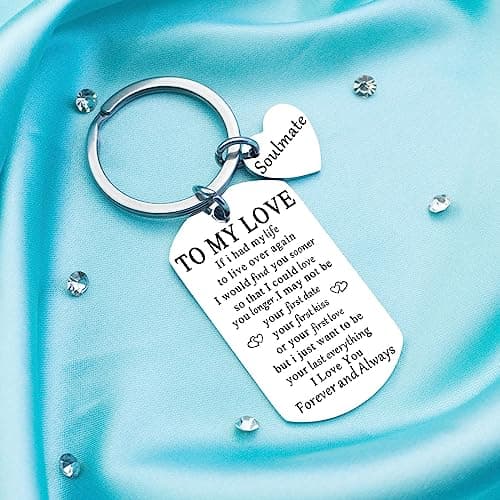 Soulmate Gifts for Him Her Boyfriend Husband Girlfriend Wife Soulmate To My Love Keychain Romantic Anniversary I Love You Gifts Birthday Anniversary Christmas Romantic Gift for Him Her