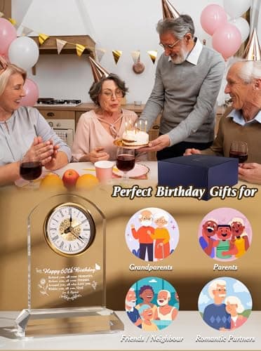 DEEWISH 60th Birthday Gift Quartz Desk Clock – Elegant Home Blessing Decoration for Parents, Grandparents, Friends, Mom, Dad, Happy 60 Years Birthday Decoration for Women Men