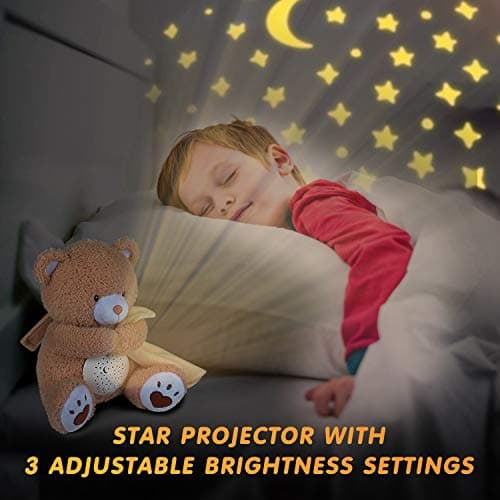 BEREST Baby Sleep Soother Bear, Mom's Heartbeat & Lullabies White Noise Machine, Nursery Decor Night Light Projector, Toddler Crib Sleeping Aid, Newborns Shower Gifts Portable Teddy