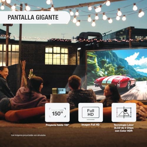 Epson EpiqVision Mini EF21 Portable Smart Laser Projector, Bright 1,000 Lumens, FHD 1080p HDR, 3-Chip 3LCD, Google TV, Netflix, Stereo Speakers, Family Party/Outdoor Backyard/Home Theater - White