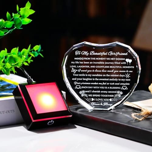 Gifts for Girlfriend with Colorful Base Girlfriend Anniversary Birthday Gifts from Boyfriend Crystal Heart Keepsake to My Girlfriend Romantic I Love You Gifts on Valentine Christmas