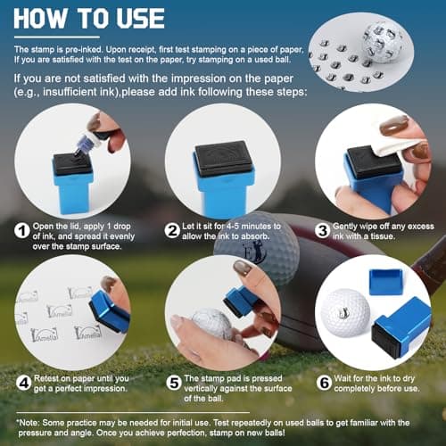 Golf Ball Stamp Personalized, Custom Golf Ball Marker with Monogram Name Design, Waterproof Ink Customized Golf Ball Stamper, Golf Accessories Gifts for Golfers Men Dad Husband