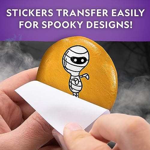 National Geographic Creepy Creatures Rock Painting Kit - Halloween Arts & Crafts Kit for Kids, Decorate 10 River Rocks with 10 Paint Colors & More Spooky Art Supplies, Halloween Gifts for Kids